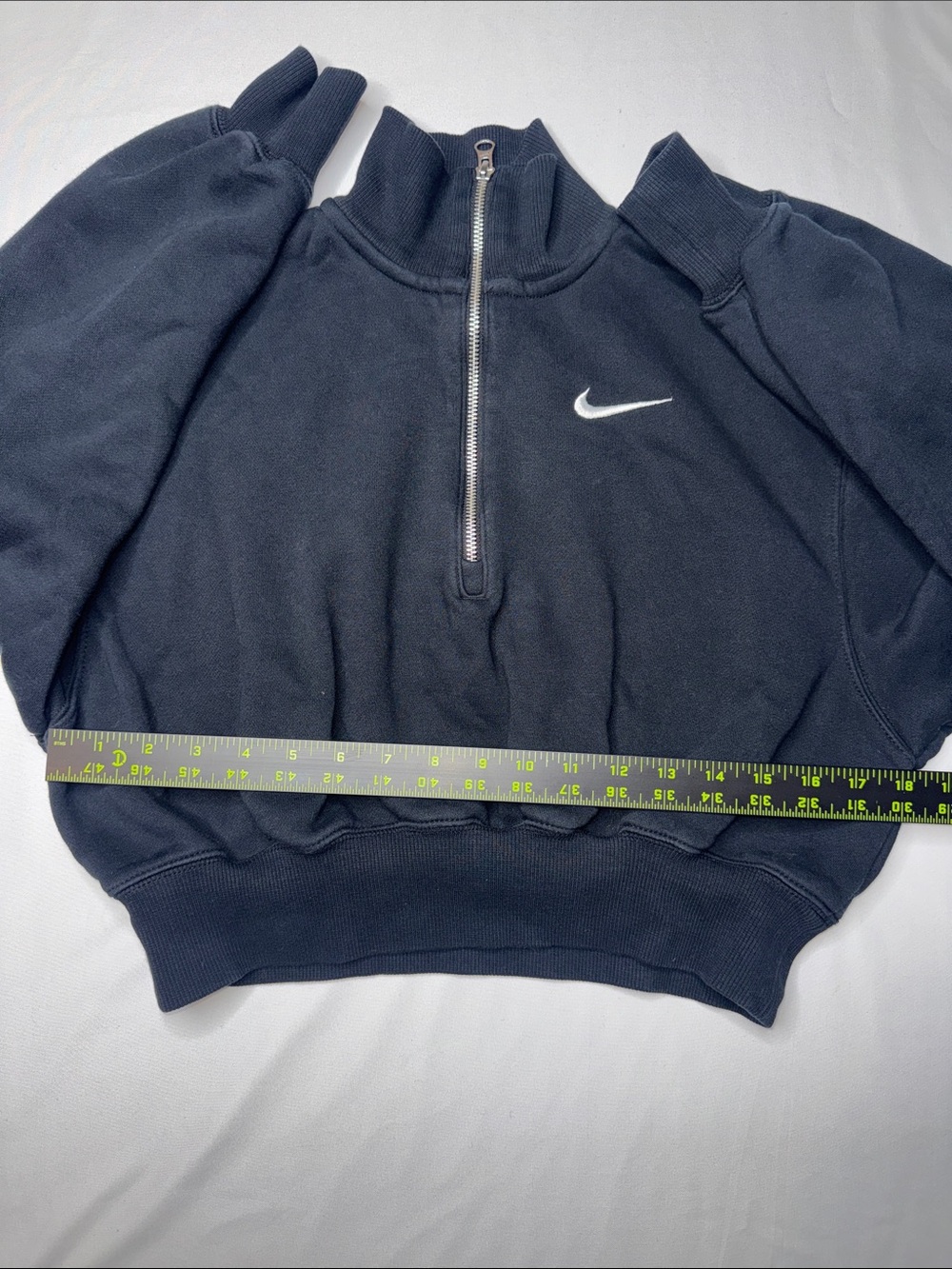 Nike Womens Quarter Zip Fleece Pullover XS Black Mini Swoosh Cozy Casual - Picture 3 of 5